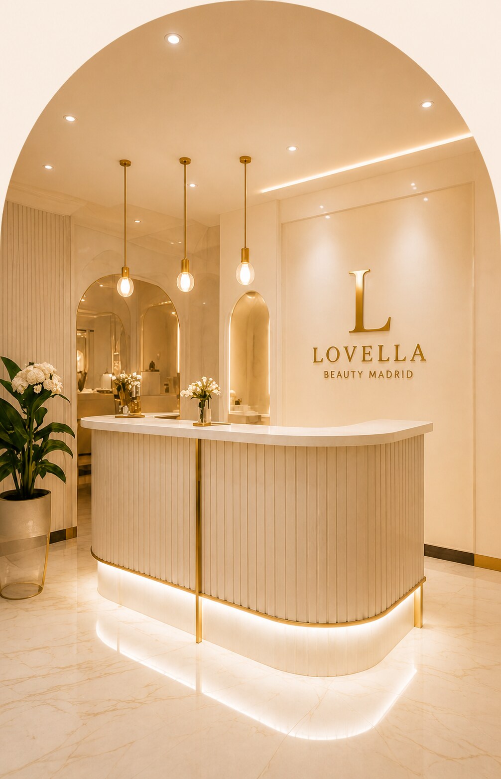 Interior of the Lovella Beauty salon in Madrid